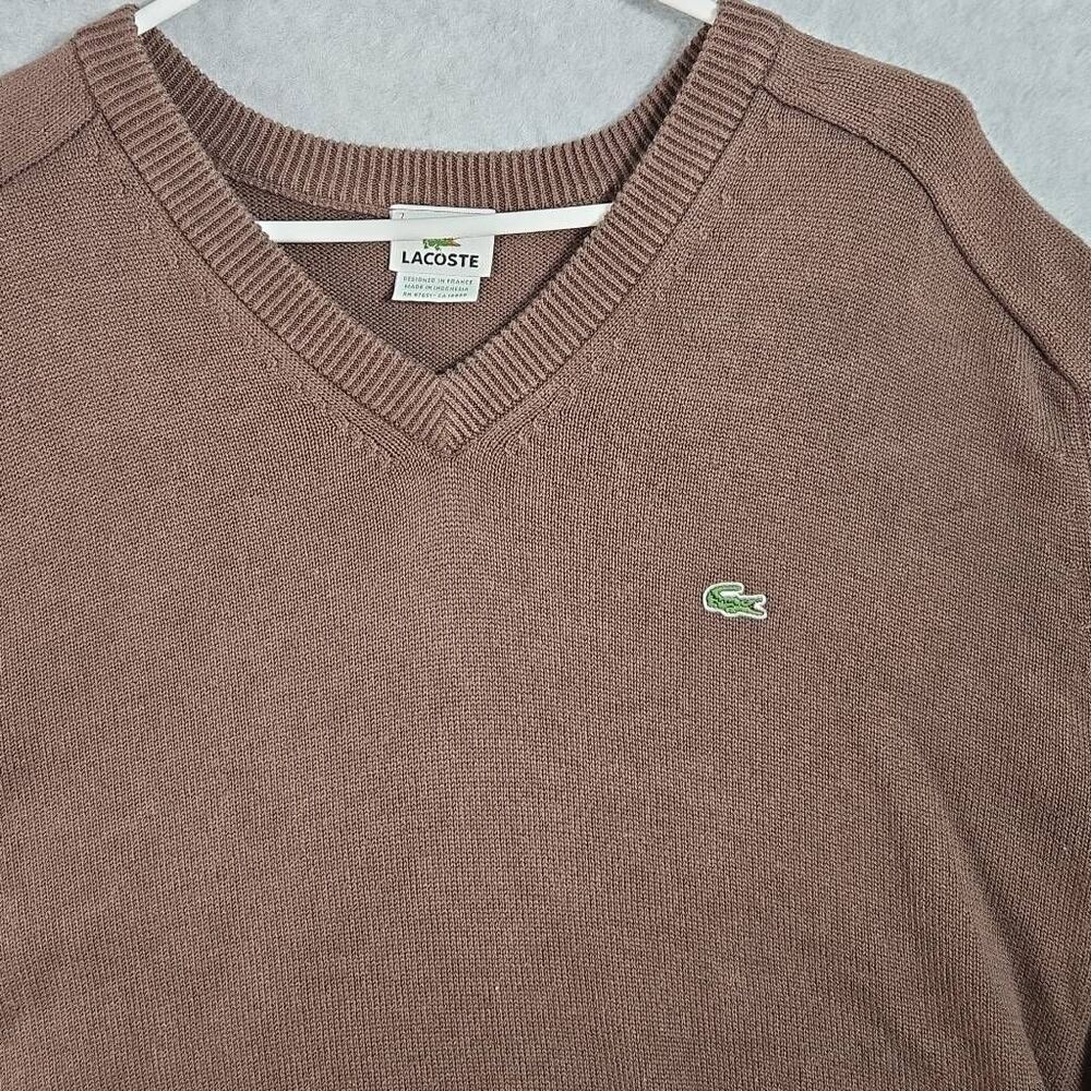 Lacoste Sweater Knit Vneck Size 7 2XL Brown - Picture 2 of 10
